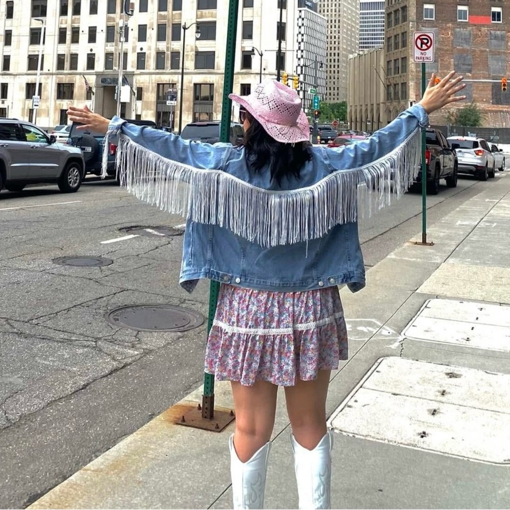 Fringe Denim Jacket Light Wash | Festival Western Boho